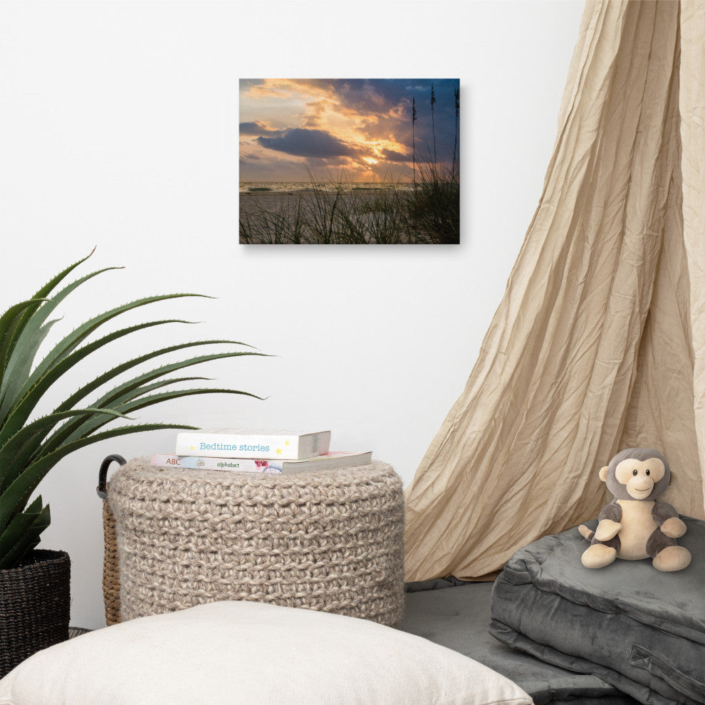 Coastal Wall Artwork: Anna Maria Island Beach Sunset 2 Canvas Print, 12" X 16"