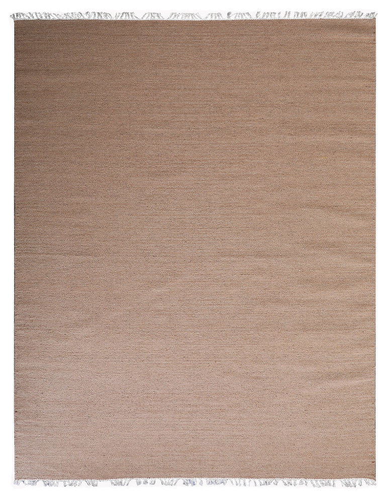 HAND WOVEN FLAT WEAVE KILIM WOOL ECO-FRIENDLY AREA RUGS-Solid,Light Brown