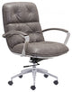 Vintage Chrome and Gray Faux Leather Tufted Office Chair