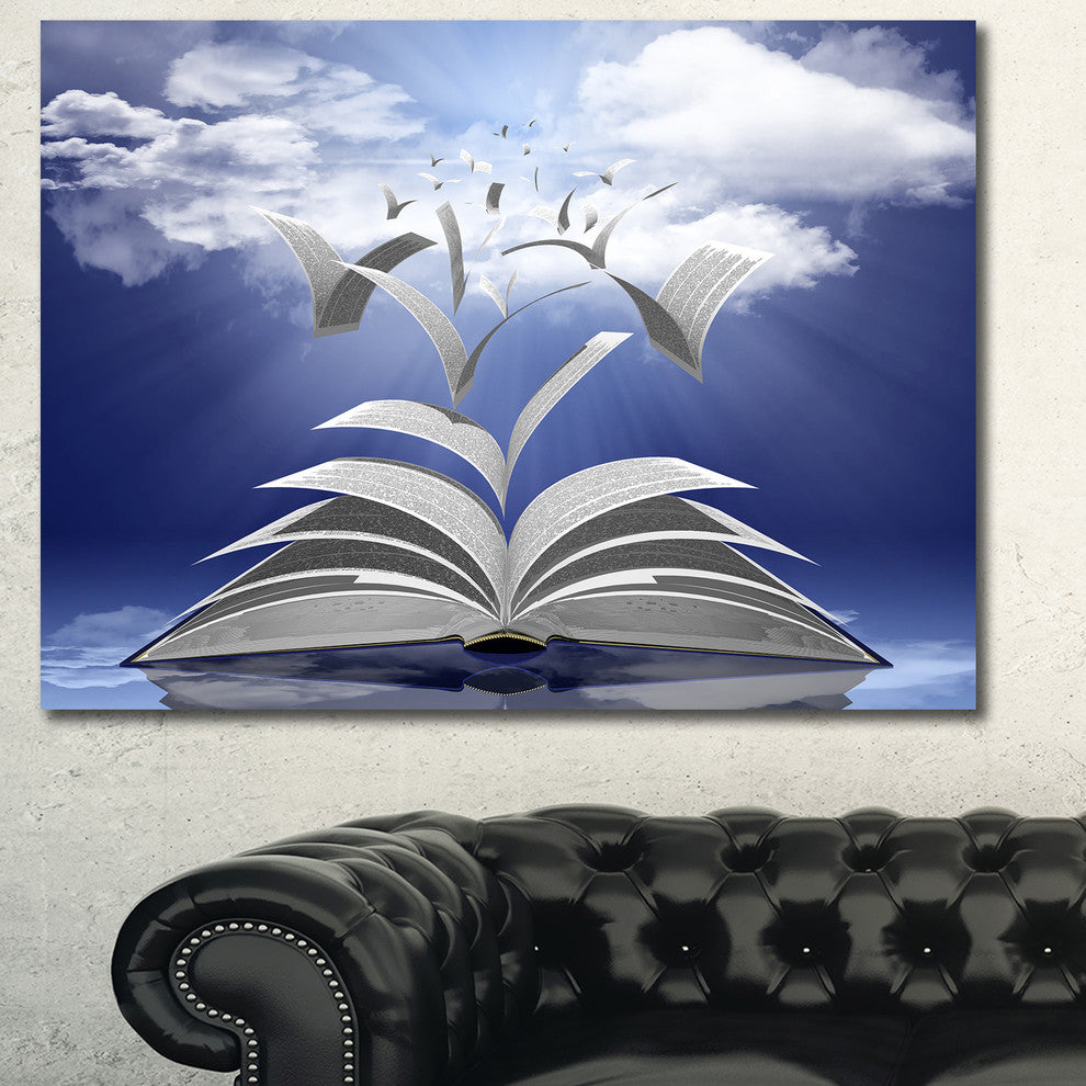 Book Pages Skyward, Oversized Abstract Canvas Art Print, 60x40