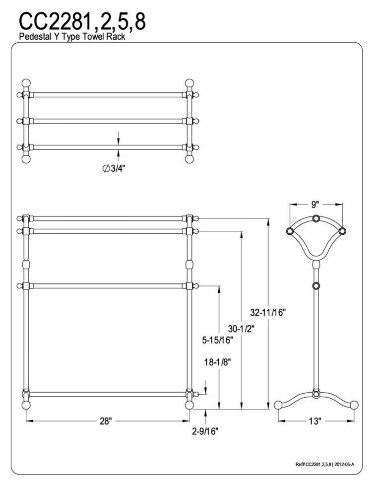 Vintage-Style Pedestal Y-Type Brass Towel Rack, Satin Nickel