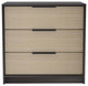 Washington 3 Drawer Dresser with Metal Handles, Black/Light Oak