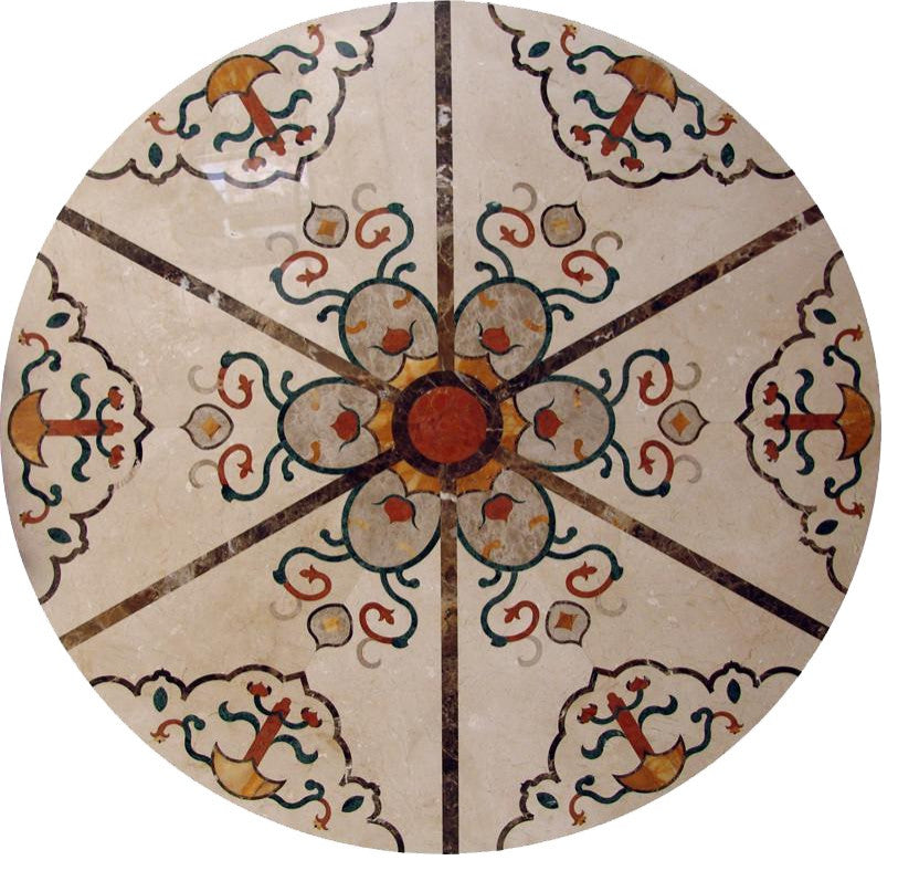 Water Jet Medallion, Petals, 72" X 72"