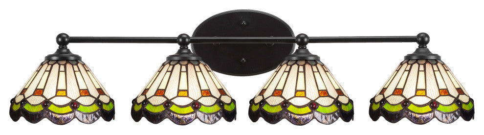 Capri 4-Light Bath Bar, Matte Black/Cyprus Art