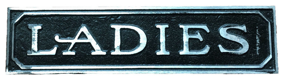 Ladies Restroom Sign: Rustic Aluminum Door or Wall Sign