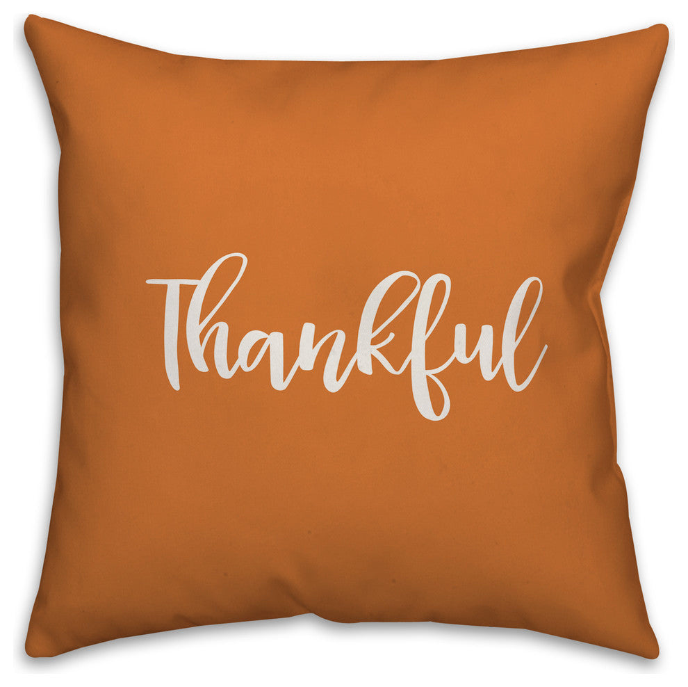 Thankful in Orange 18x18 Throw Pillow