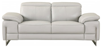 2-Piece Indoor Light Gray Italian Leather Five Person Seating Set