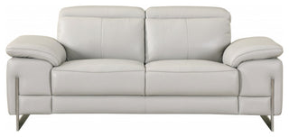 2-Piece Indoor Light Gray Italian Leather Five Person Seating Set