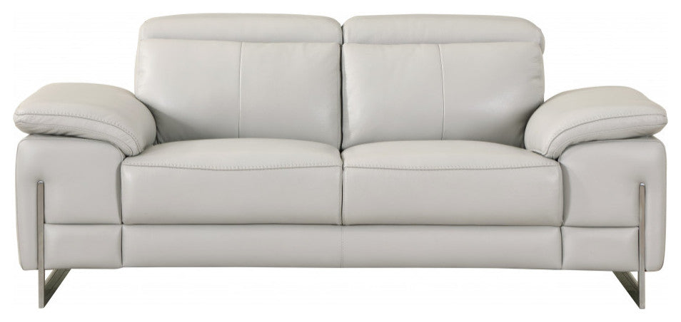 2-Piece Indoor Light Gray Italian Leather Five Person Seating Set