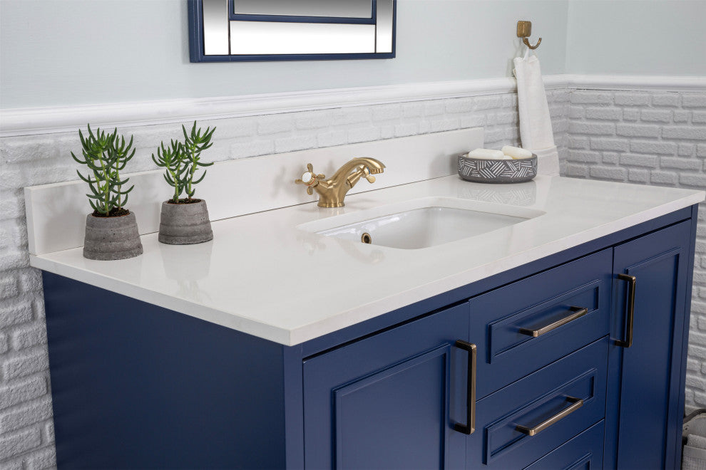 Albia Collection 48" Bathroom Vanity With Sink, Mirror, Countertop, Dark Blue