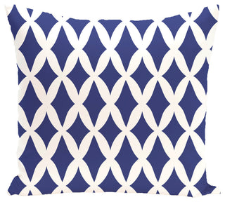 Lattice Kravitz Geometric Print Pillow, Blue Suede, 20"x20"