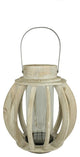 Seaside Wood Sphere and Glass Hurricane Candle Lantern