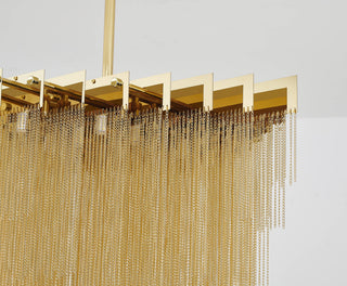 16-Light Gold Chandelier With Hanging Aluminum Chains