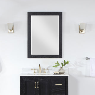 Ivy Rectangular Bathroom Wood Framed Wall Mirror, Black Oak, 28"