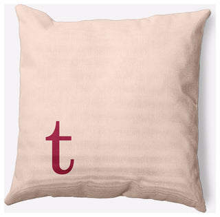 18" x 18" Modern Monogram Indoor/Outdoor Polyester Throw Pillow, Cranberry