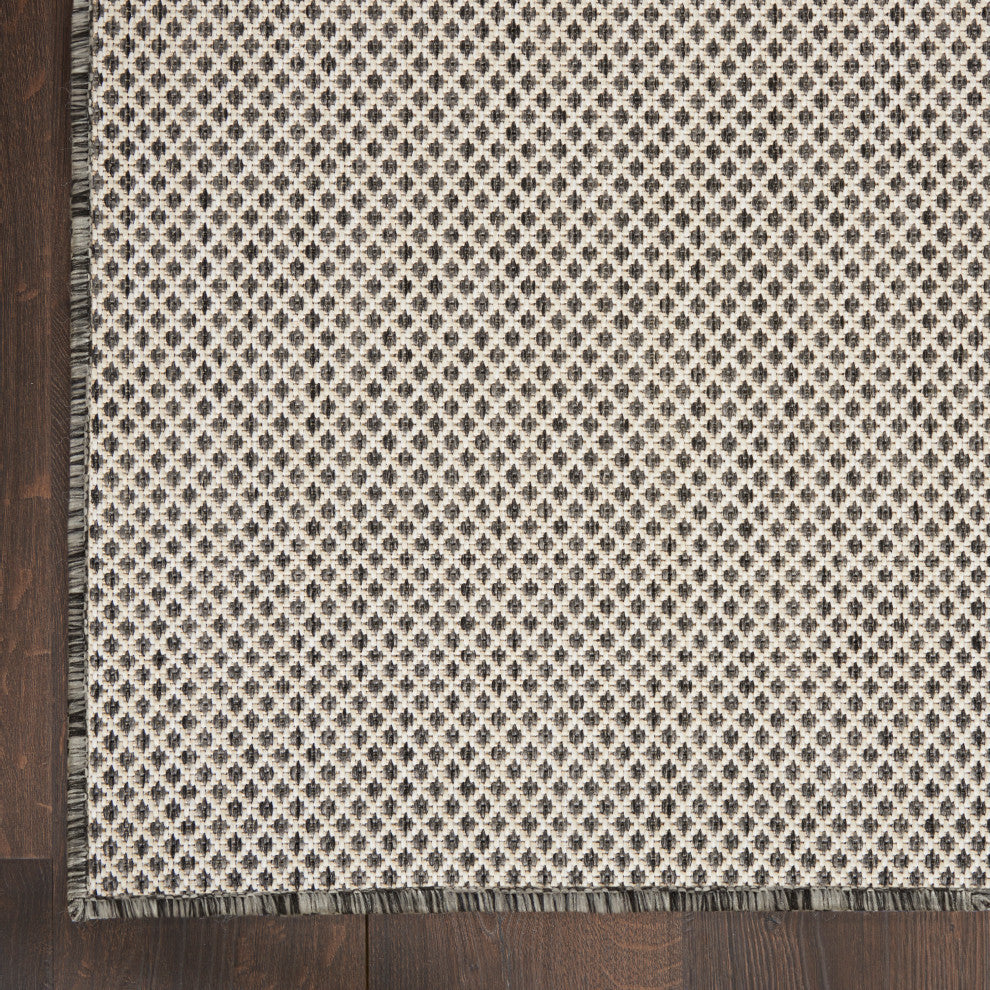 Nourison Courtyard 6'' x 9'' Ivory Charcoal Modern Area Rug