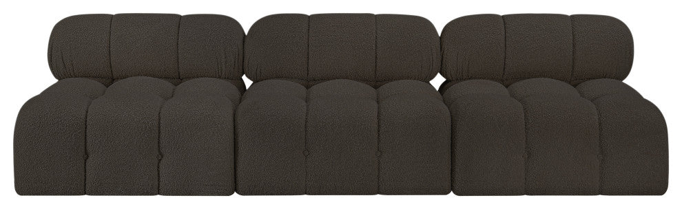 Ames Boucle Fabric Modular Sofa, Brown, 3-Piece: 3 Armless Chair