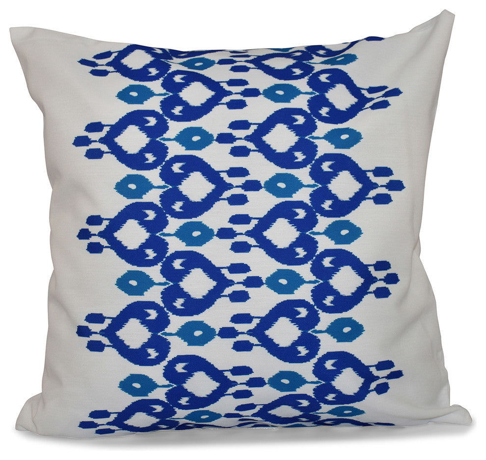 Boho Chic , Geometric Outdoor Pillow, Blue, 20"x20"