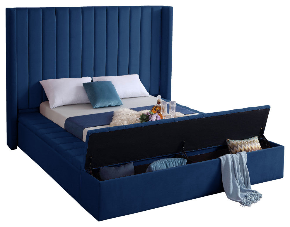Kiki Velvet Bed, Navy, King