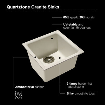 Houzer E-100 Quartztone 15-3/4" Undermount Single Basin Granite - Midnite
