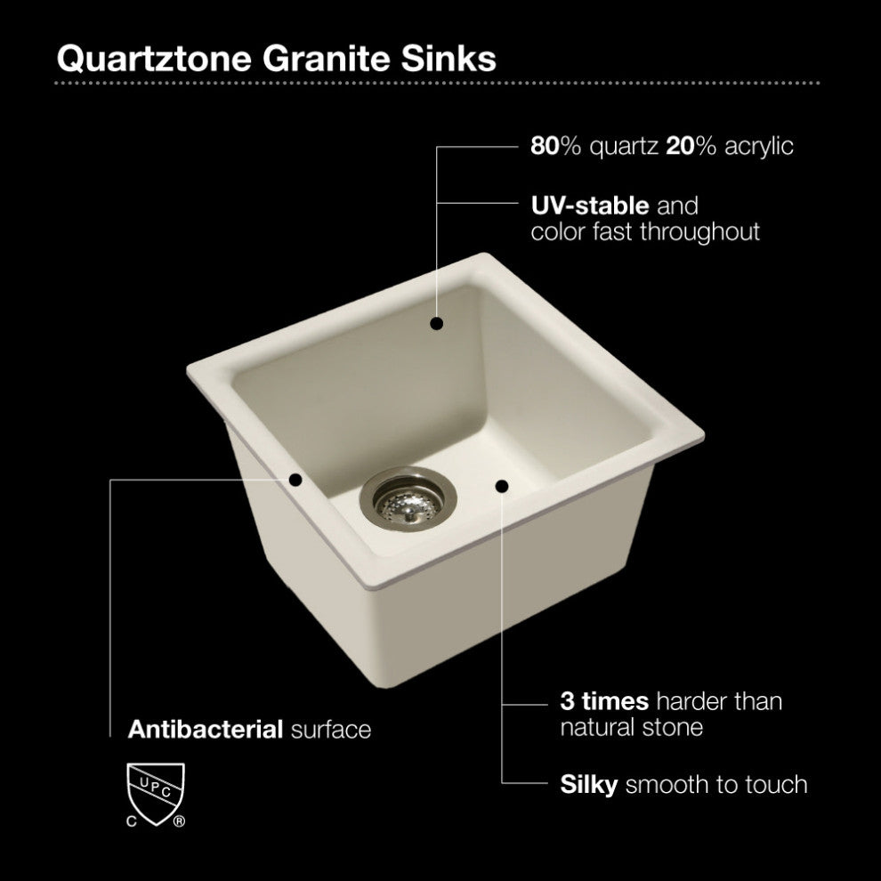 Houzer E-100 Quartztone 15-3/4" Undermount Single Basin Granite - Midnite