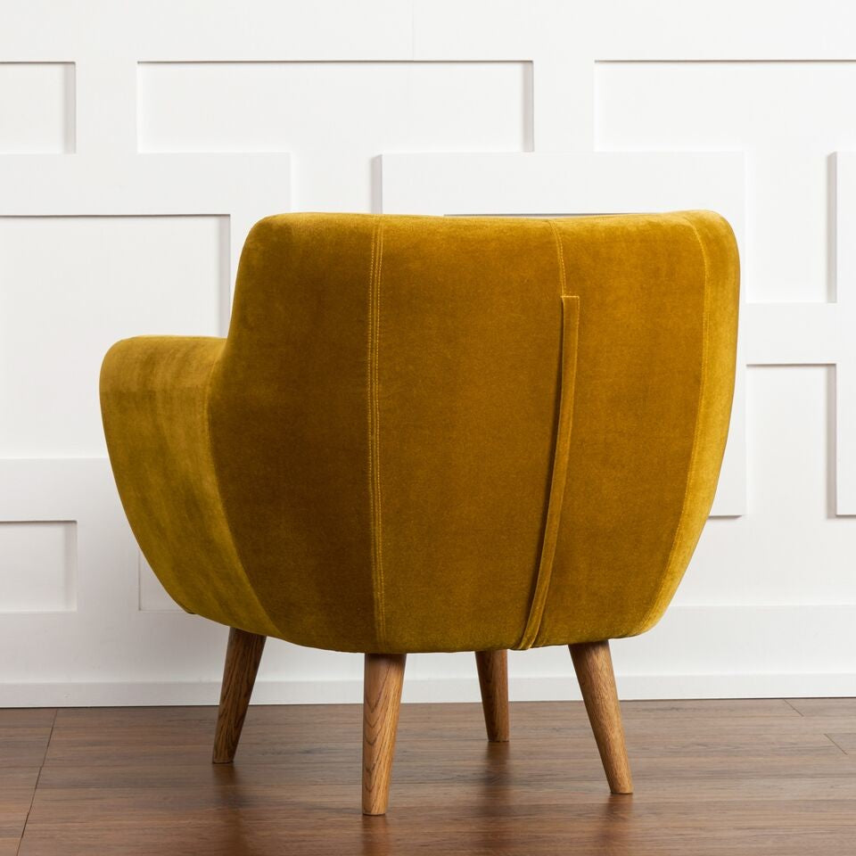 Rhodes Mid-Century Modern Tufted Arm Chair, Antique Gold