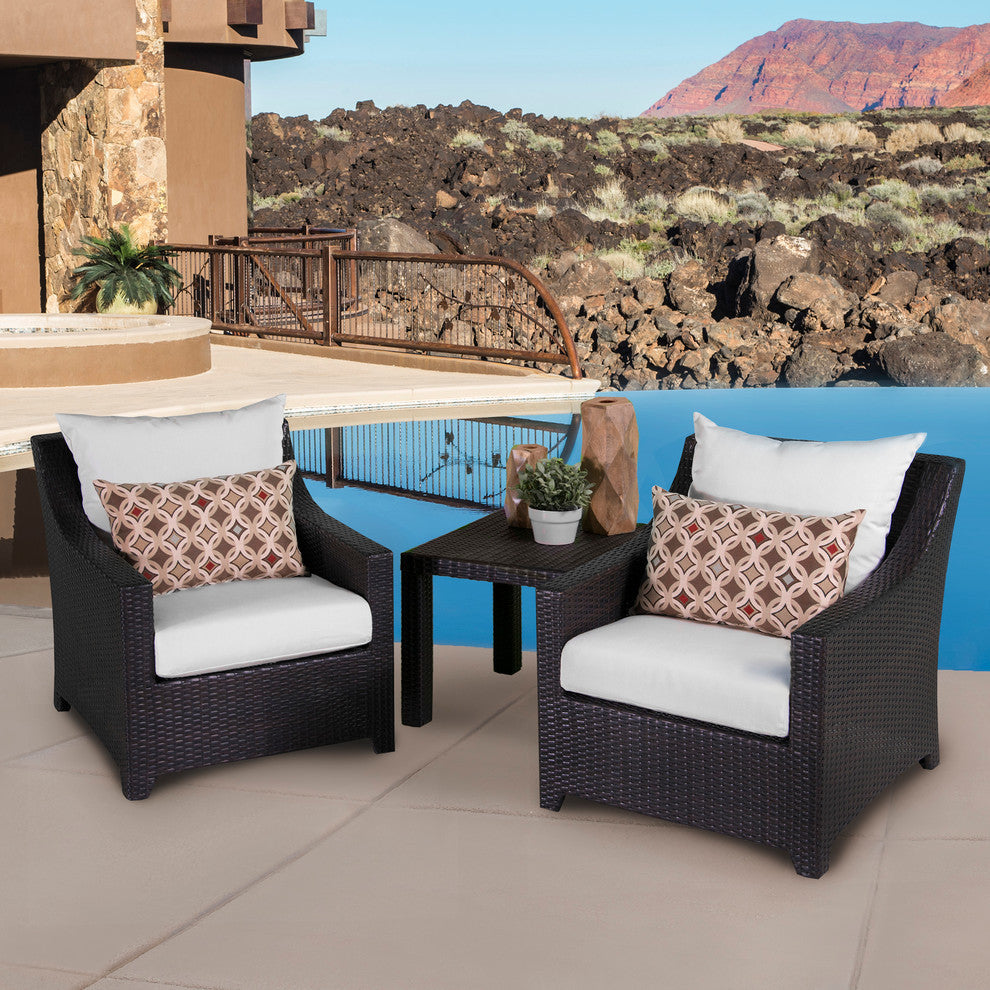 Deco 3 Piece Aluminum Outdoor Club Chairs and Side Table Set, Moroccan Cream