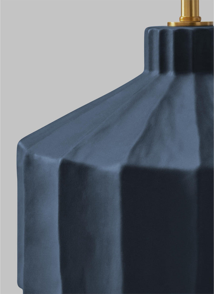 Veneto Small Table Lamp, Matte Medium Blue Wash