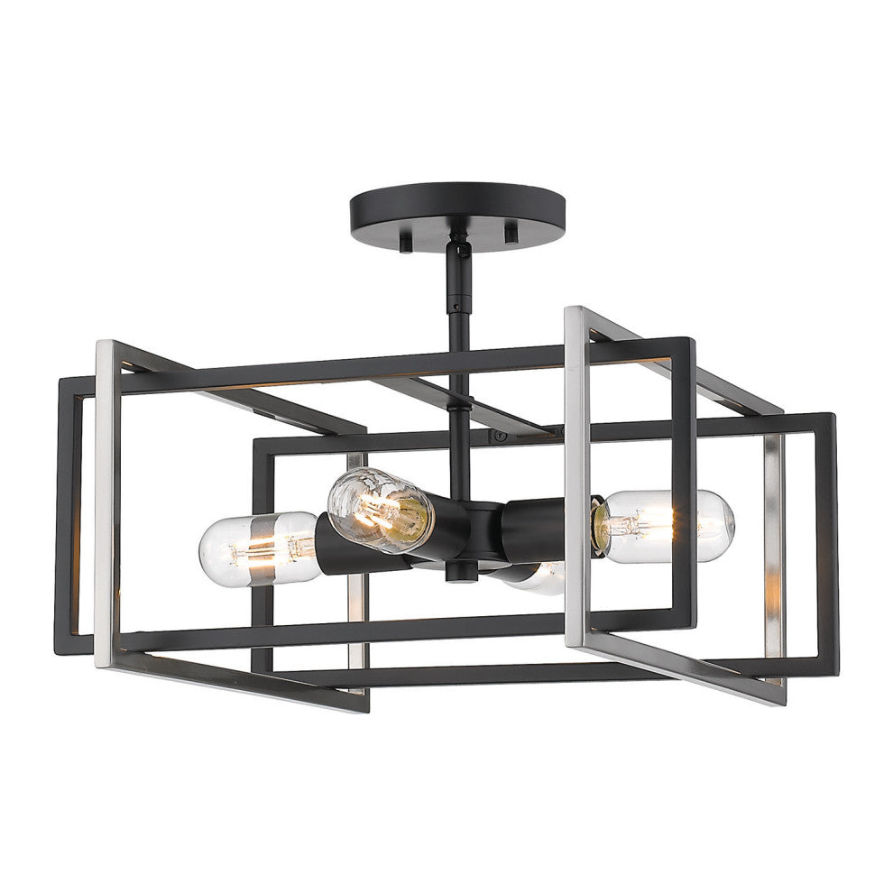 Tribeca Semi-flush, Black With Pewter Accents