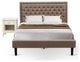 2Pc Bed Set, 1 Queen Size Bed Frame Dark Khaki, 1 Small Night Stand, Black Legs