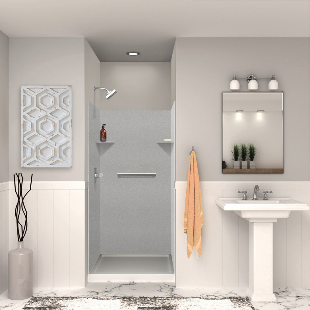 Transolid SaraMar 36"x36"x72" 3-Piece Shower Wall Kit, Grey Beach Velvet