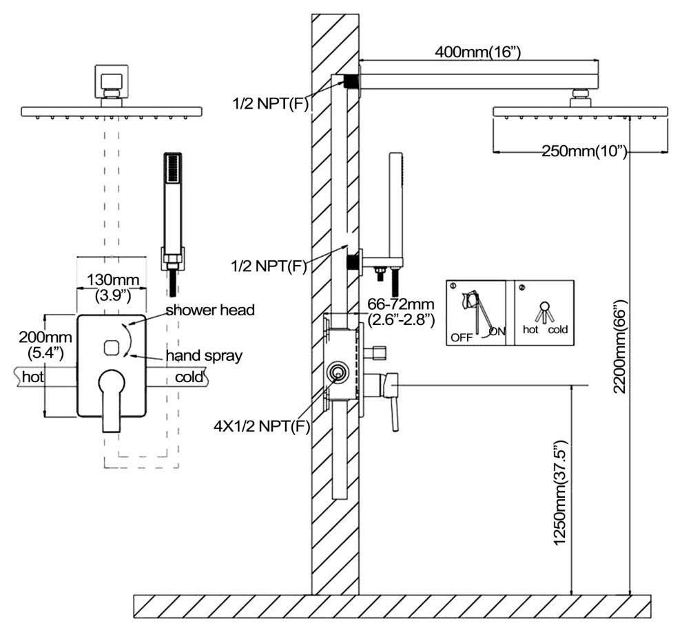 Pressure Balanced Shower System with Handheld Shower, Matte Black