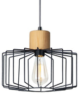 Maxim 10068 Bjorn 1 Light 12"W Pendant - Black / Natural Wood