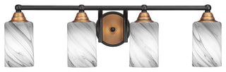 Paramount 4-Light Bath Bar, Matte Black & Brass, 4" Onyx Swirl Glass
