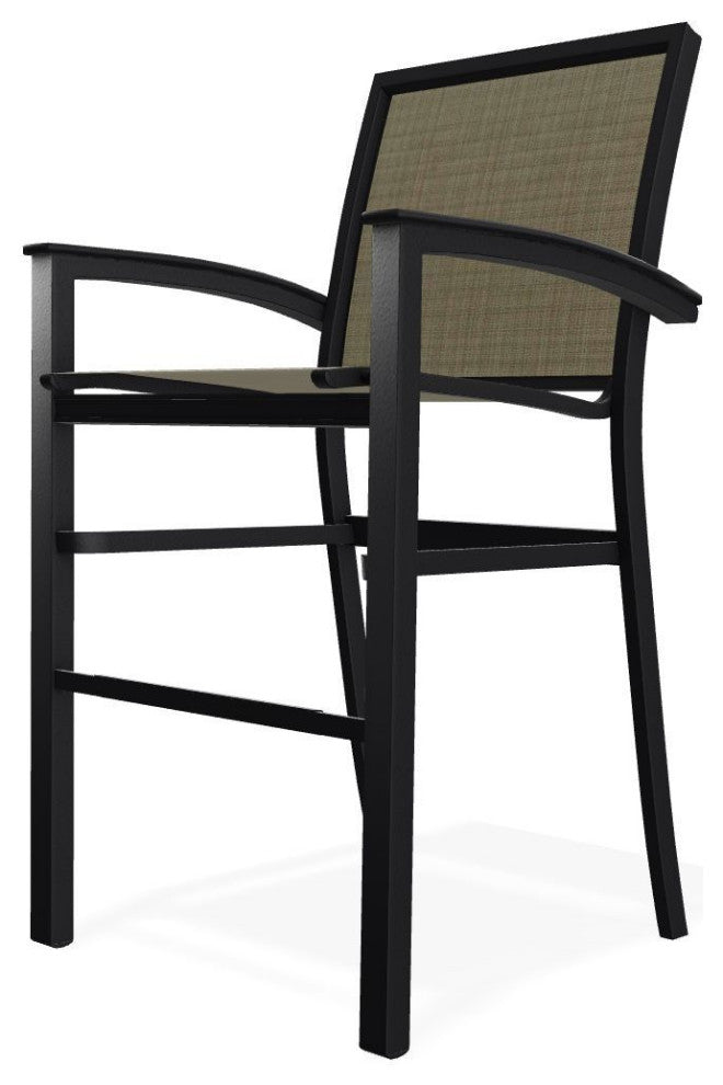Bazza Sling Bar Height Stackable Outdoor Stool, Elevation Stone/Black