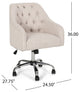 Uriel Tufted Home Office Chair With Swivel Base, Beige, Silver Finish