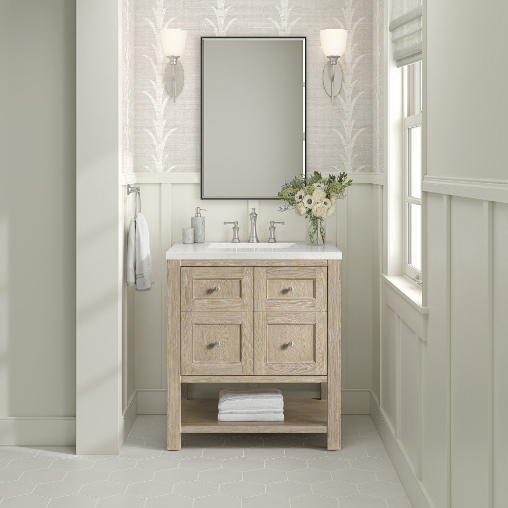 Breckenridge 30" Single Vanity, Oak, 3 CM White Zeus Top