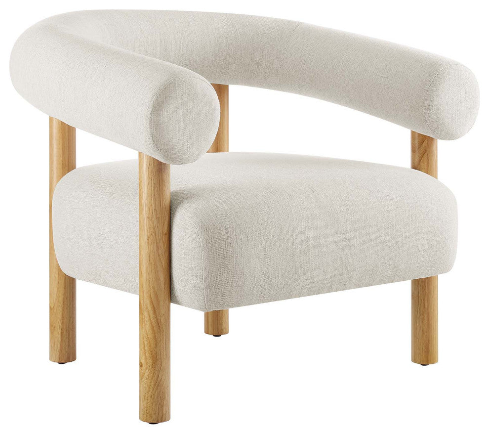 Sable Upholstered Fabric Armchair - Ivory Natural