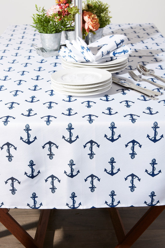Anchors Print Outdoor Tablecloth With Zipper 60X120