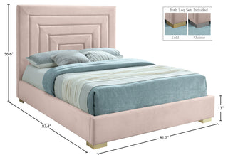 Nora Velvet Upholstered Bed, Pink, King