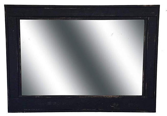 Herringbone Vanity Mirror, Kettle Black, 36"x30", Horizontal