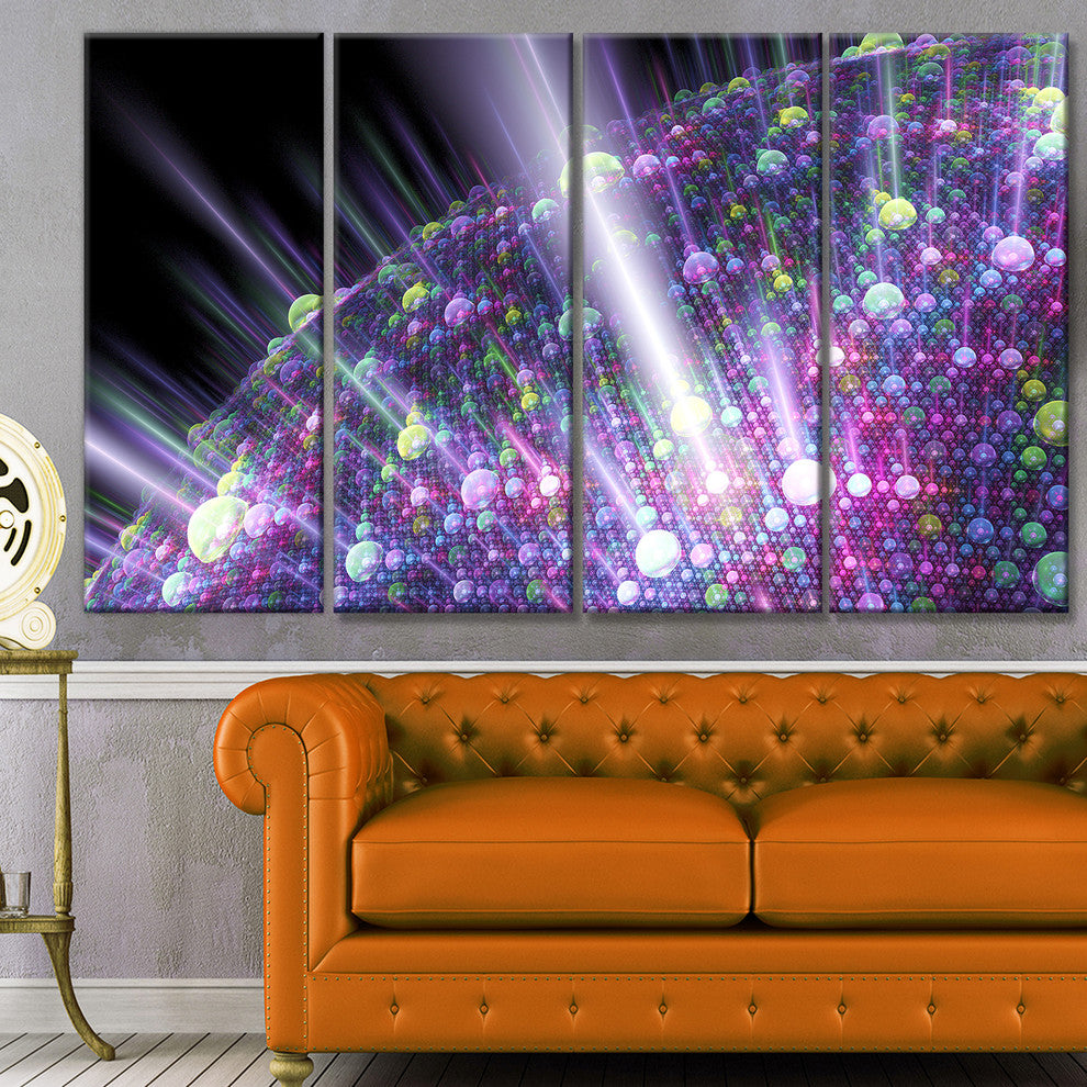 Purple Solar Bubbles Planet, Abstract Canvas Art Print, 48"x28", 4 Panels