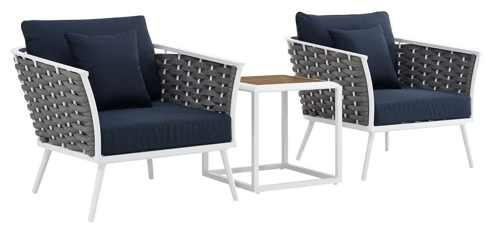 Stance 3 Piece Outdoor Patio Aluminum Sectional Sofa Set