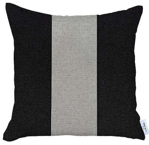 Set of 2 Black and White Center Pillow Covers