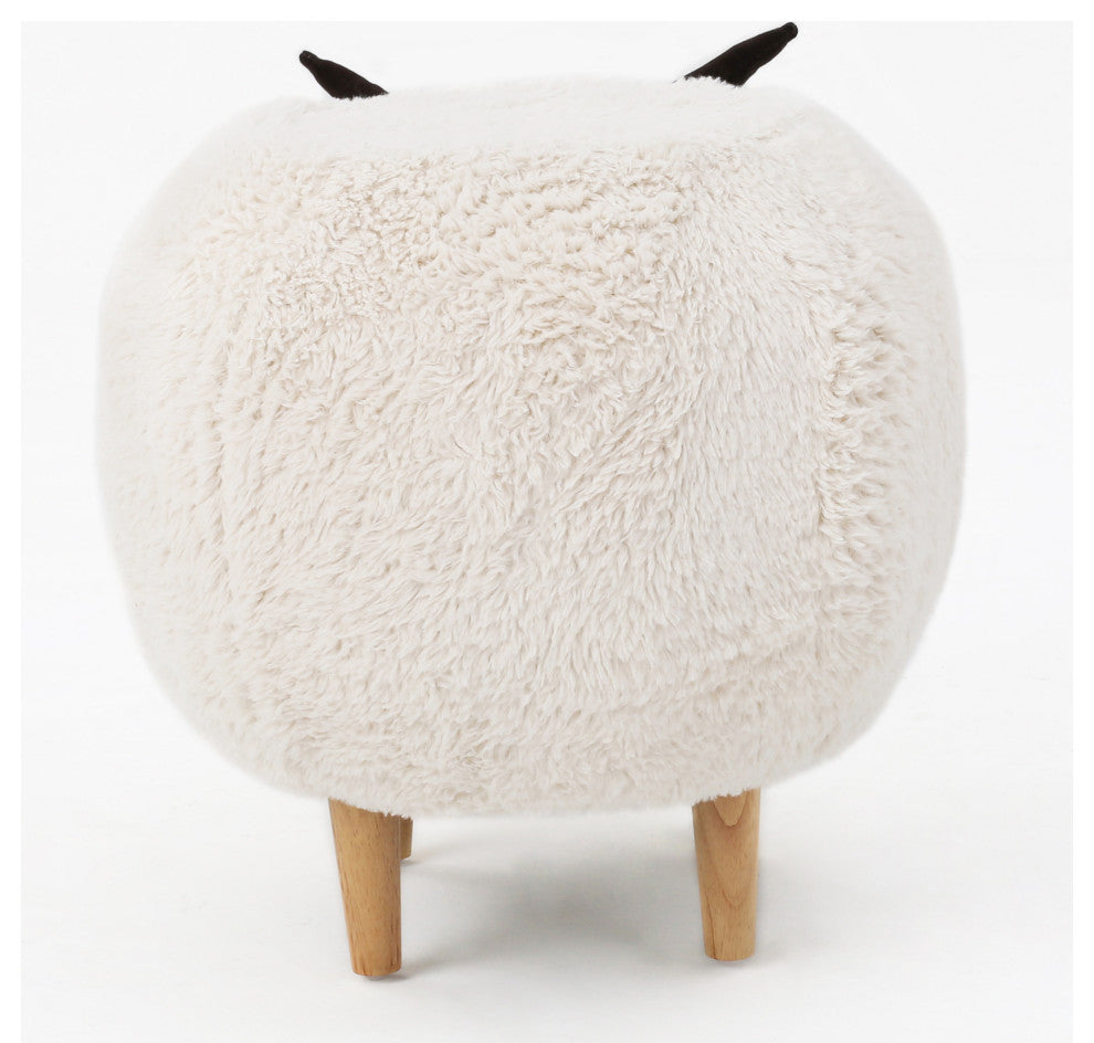 GDF Studio Brebis White Velvet Sheep Ottoman
