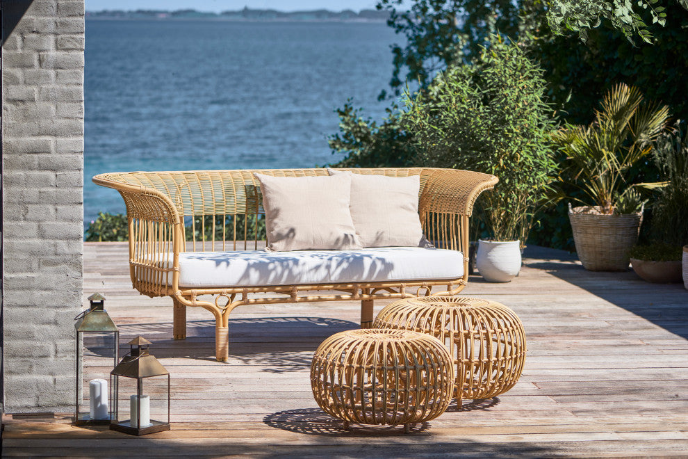 Franco Albini Belladonna Exterior Sofa, Natural, White Canvas