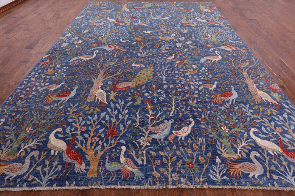 9' 9" X 13' 7" Persian Tree Of Life Design Handmade Wool Rug Q7814