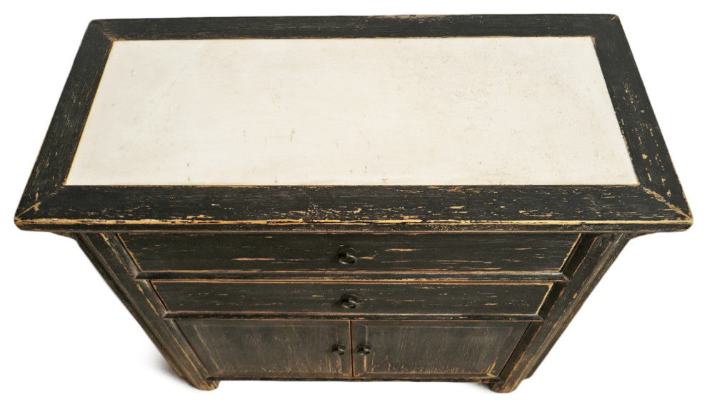 Marble Top Black Rustic Nightstand