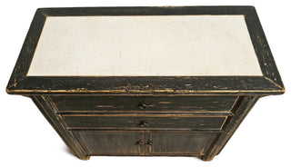 Marble Top Black Rustic Nightstand