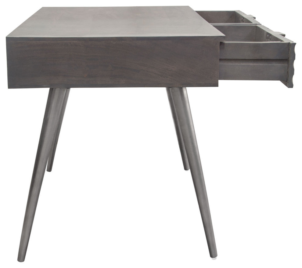 Petra 2-Drawer Writing Desk, Smoke Gray Finish